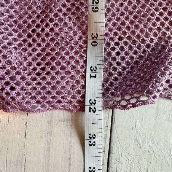 Becca Mesh Scoop Neck Long Sleeve Metallic Beach Coverup Dress Small - Picture 8 of 10